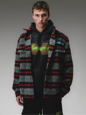 NEW John Geiger SZN 6 Mohair Flannel Grey/Red Size XL